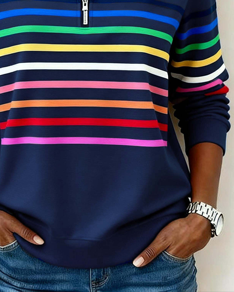 Maggie | Pull rayé à demi-zip