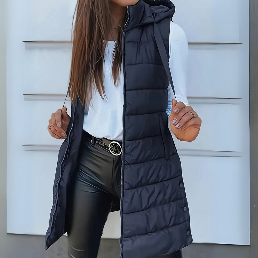 Mitchelle™ Gilet Puffer Long Sans Manches Décontracté