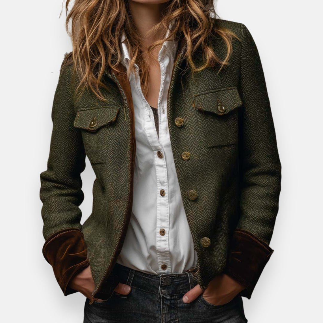 Daniela | Veste effet tweed à détails aspect velours