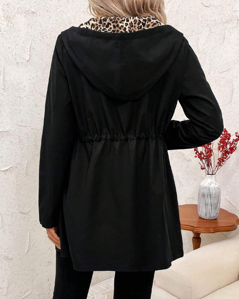 Fiona | Manteau réversible à capuche motif léopard