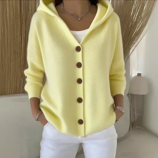 Darienne™ | Cardigan en tricot à capuche et boutonnage