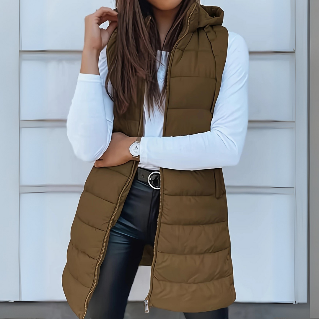 Mitchelle™ Gilet Puffer Long Sans Manches Décontracté