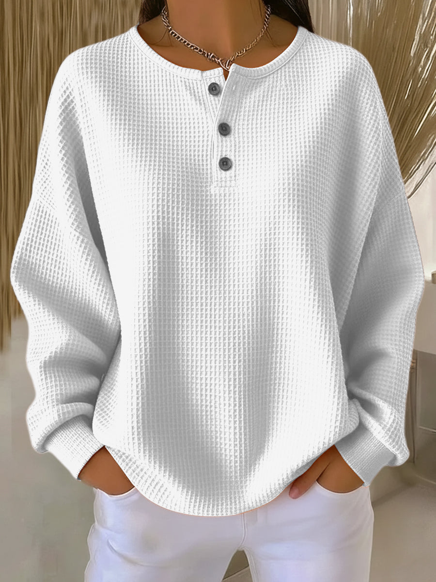 Mirabel™ | Sweat-shirt Henley gaufré douillet