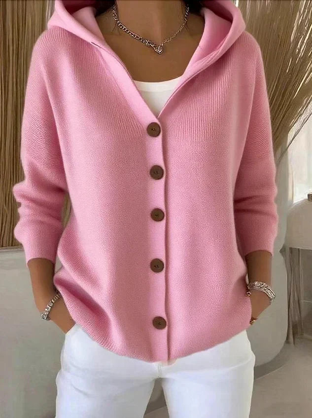 Darienne™ | Cardigan en tricot à capuche et boutonnage