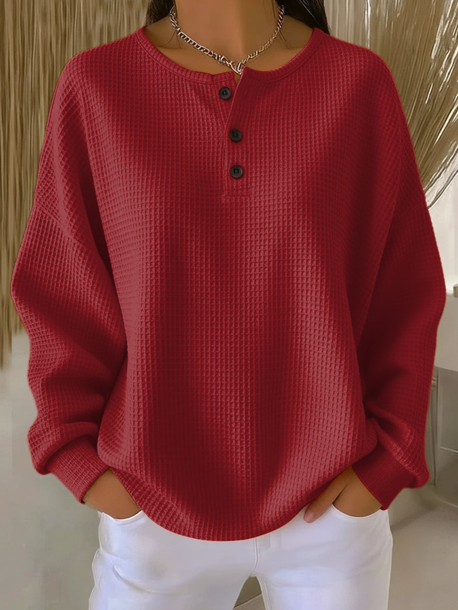 Mirabel™ | Sweat-shirt Henley gaufré douillet