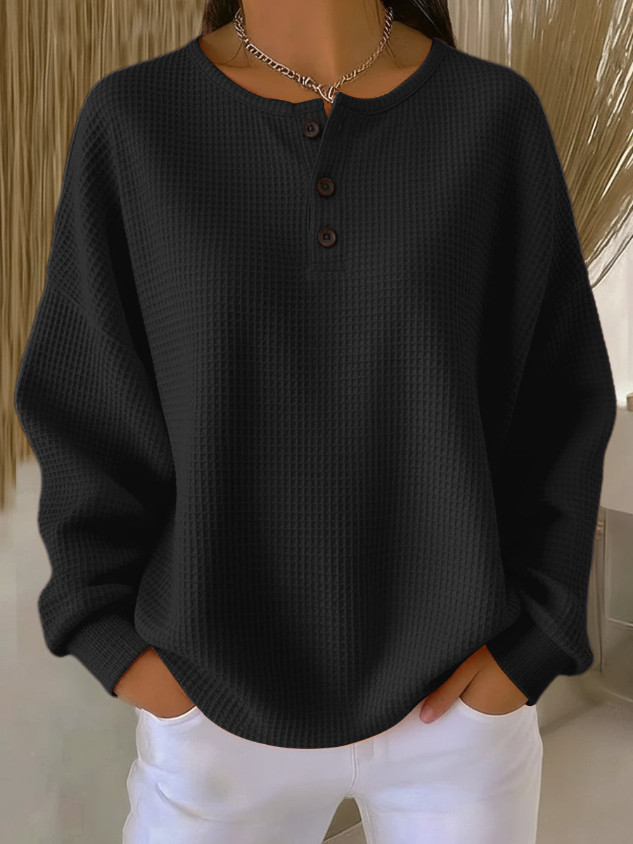 Mirabel™ | Sweat-shirt Henley gaufré douillet