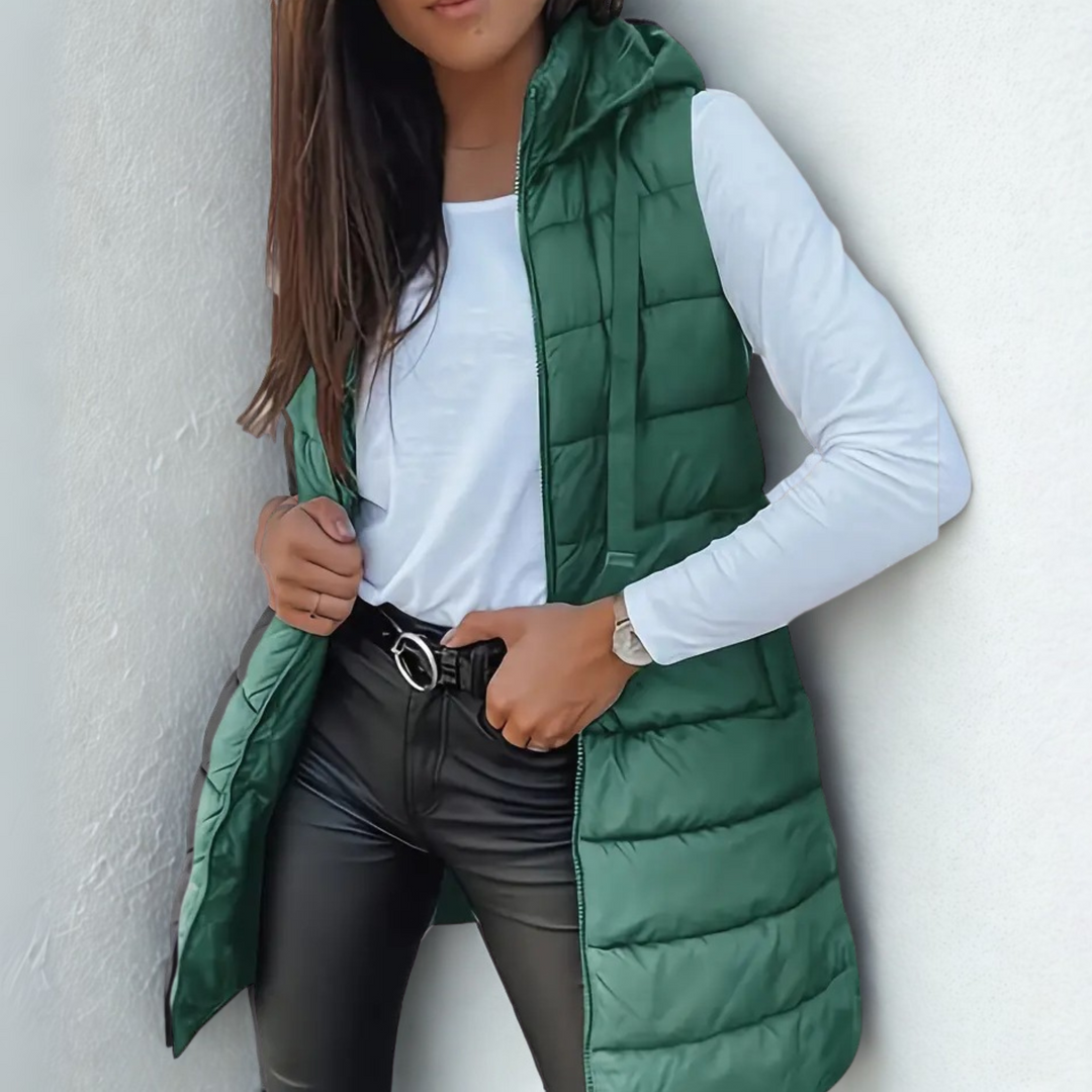 Mitchelle™ Gilet Puffer Long Sans Manches Décontracté