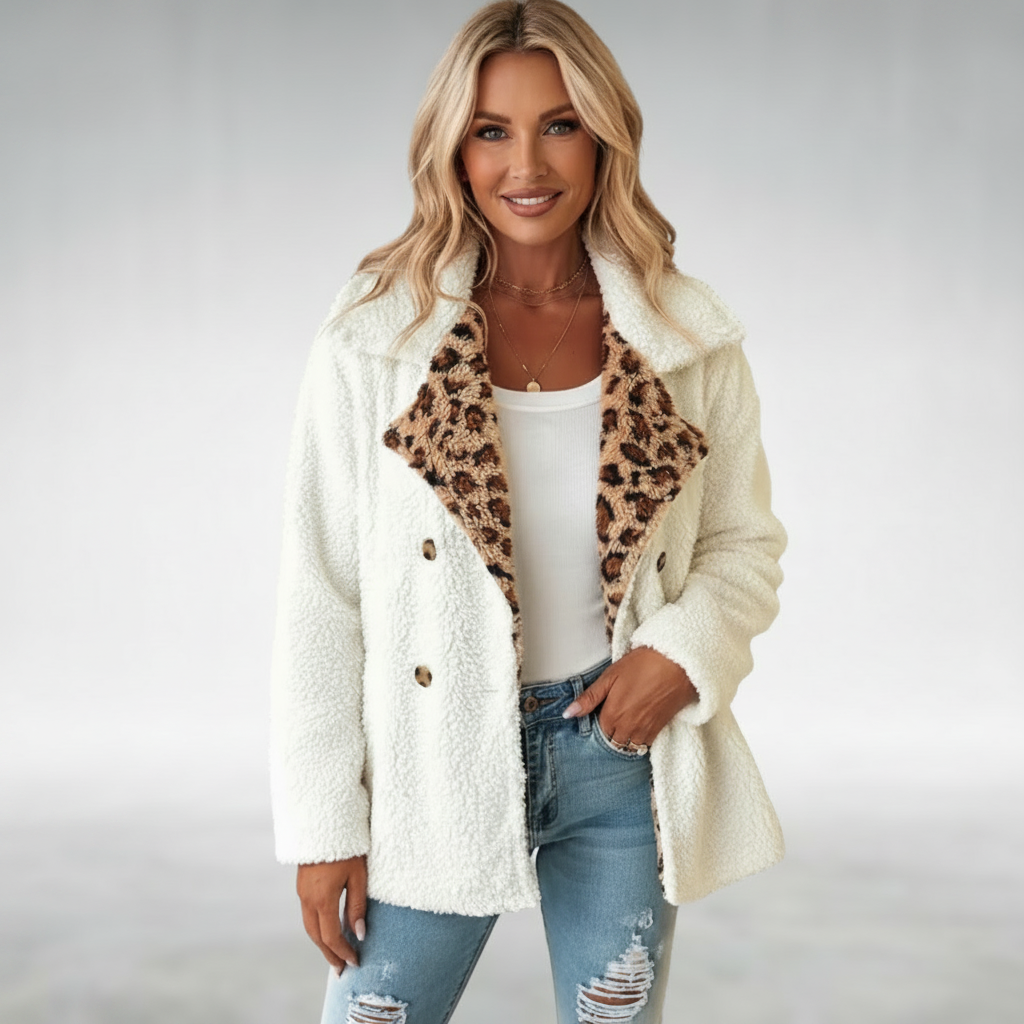 Lori | Manteau teddy chaud à motif léopard
