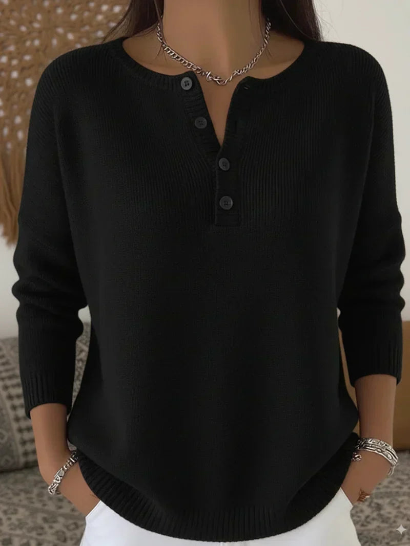 Helena™ | Pull en maille Henley à boutons