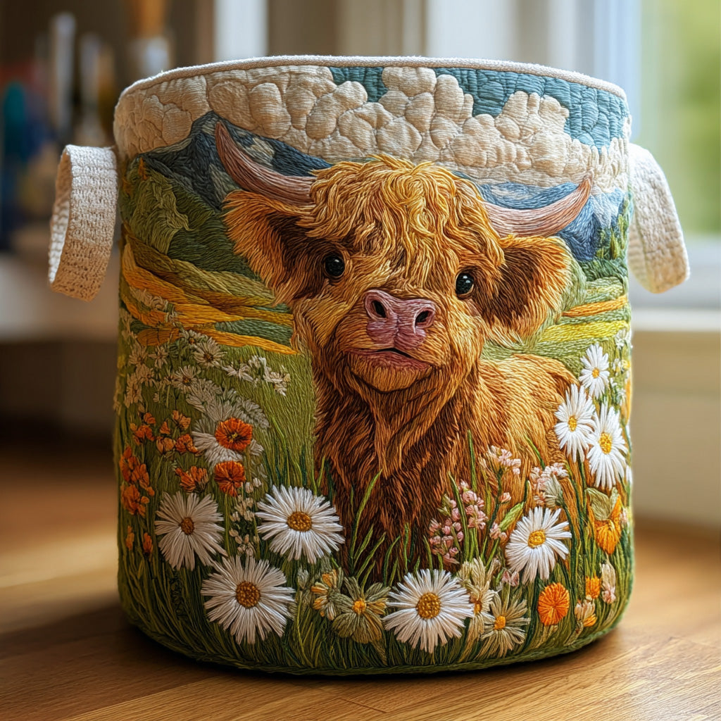 Fiona | Panier à linge vache fleurie