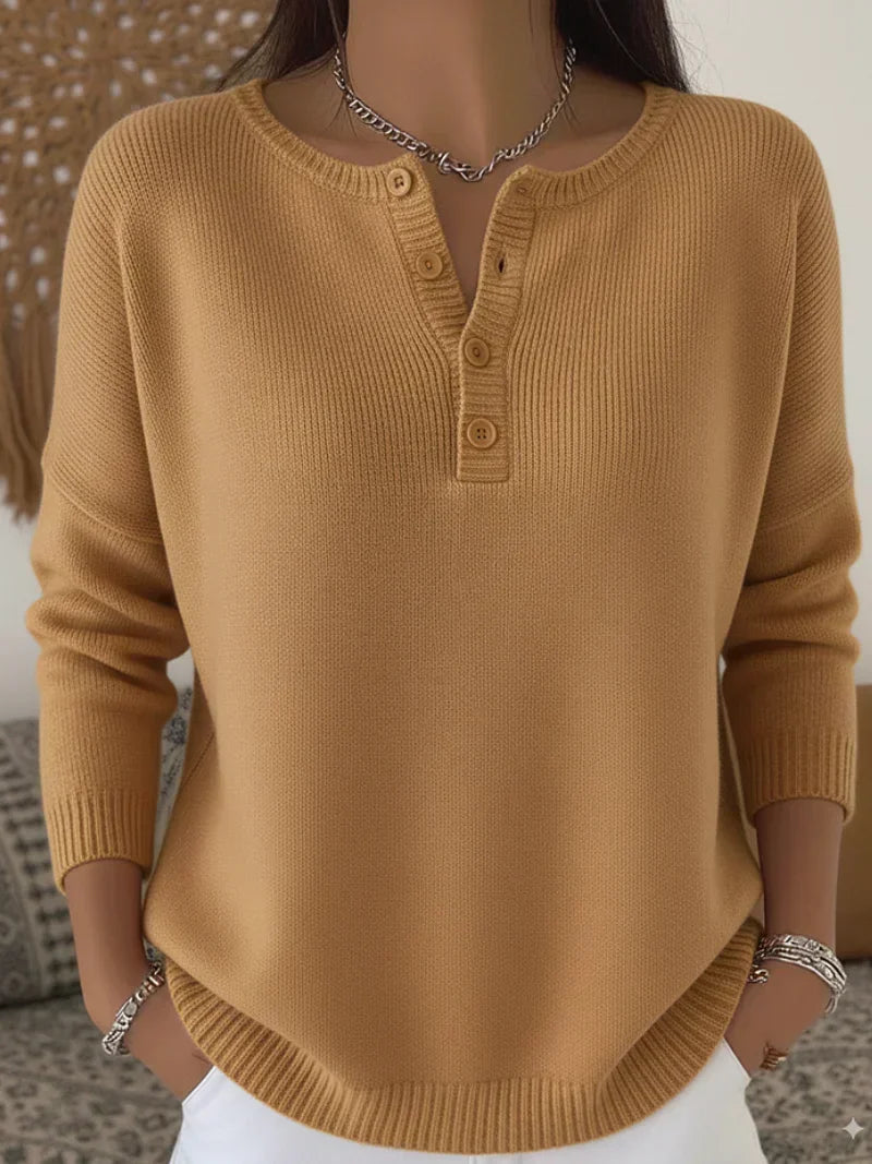 Helena™ | Pull en maille Henley à boutons