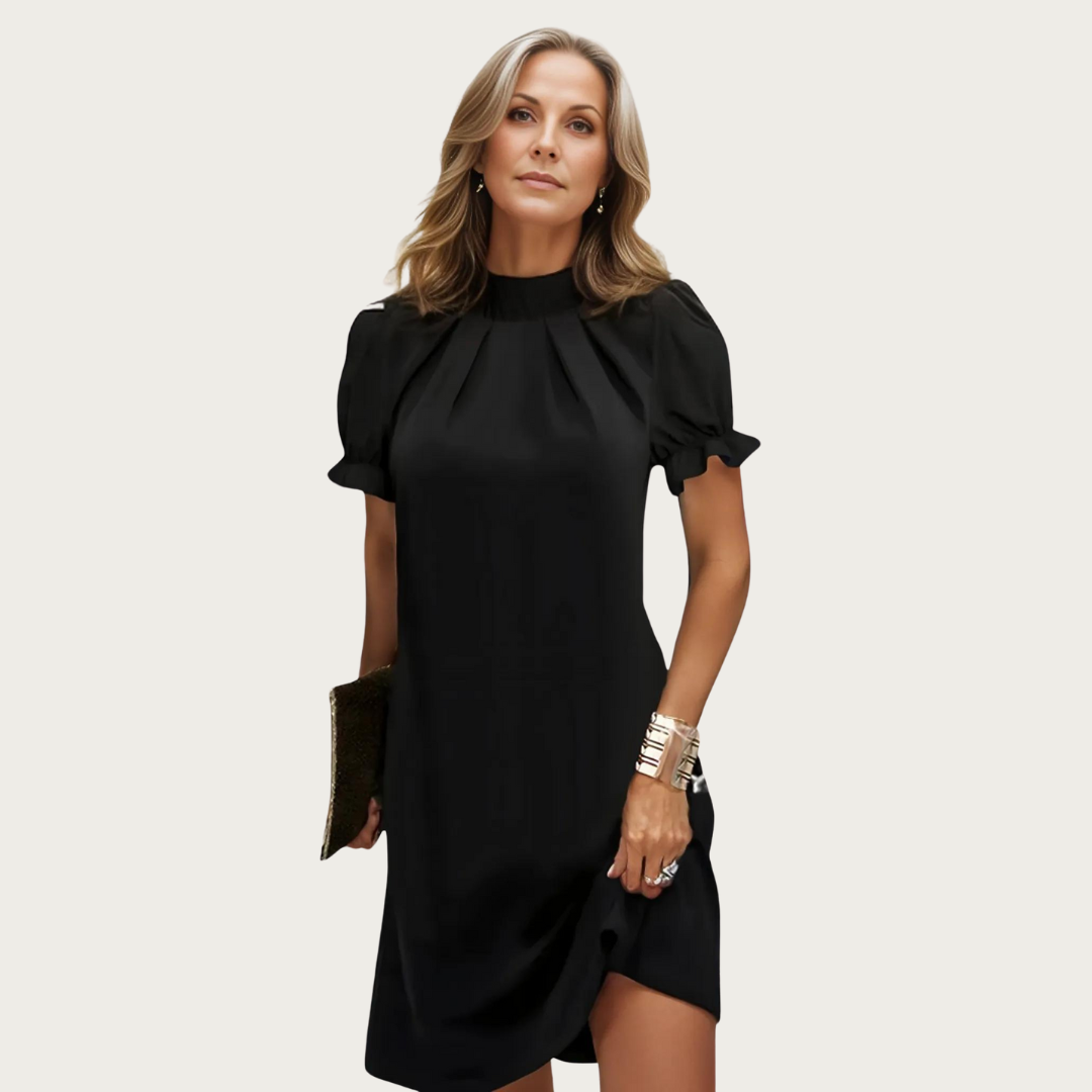Lotte | Robe midi noire à manches bouffantes