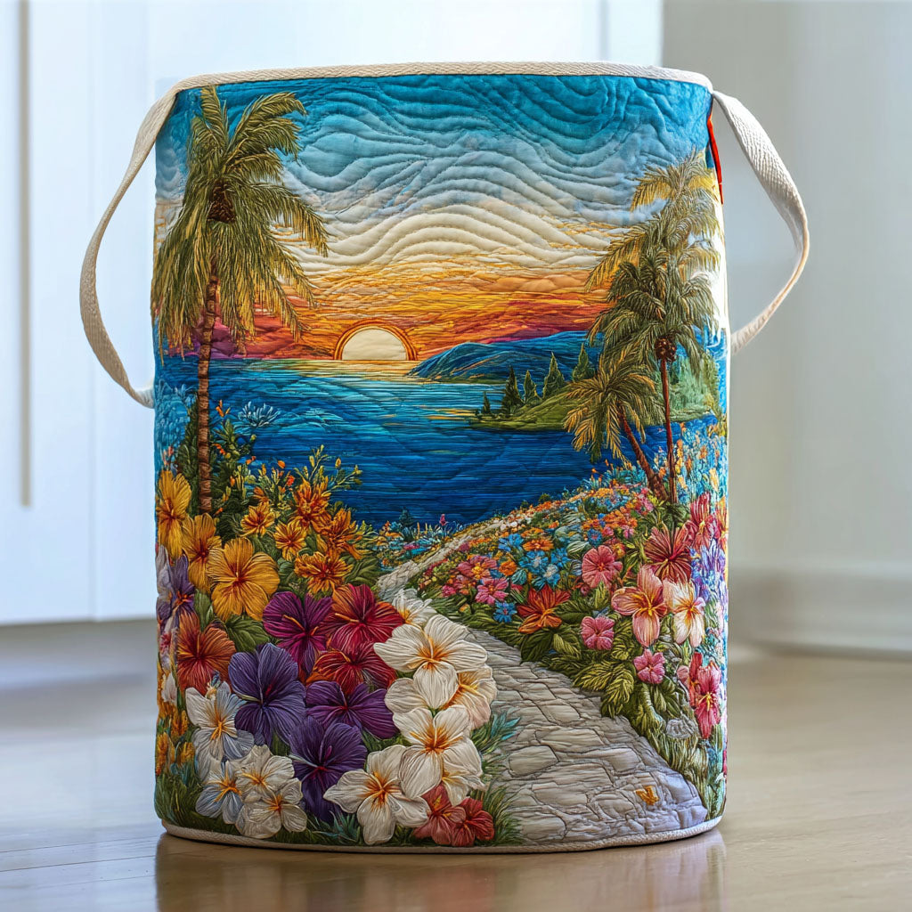 Sunsetbloom | Panier à linge coucher de soleil fleuri