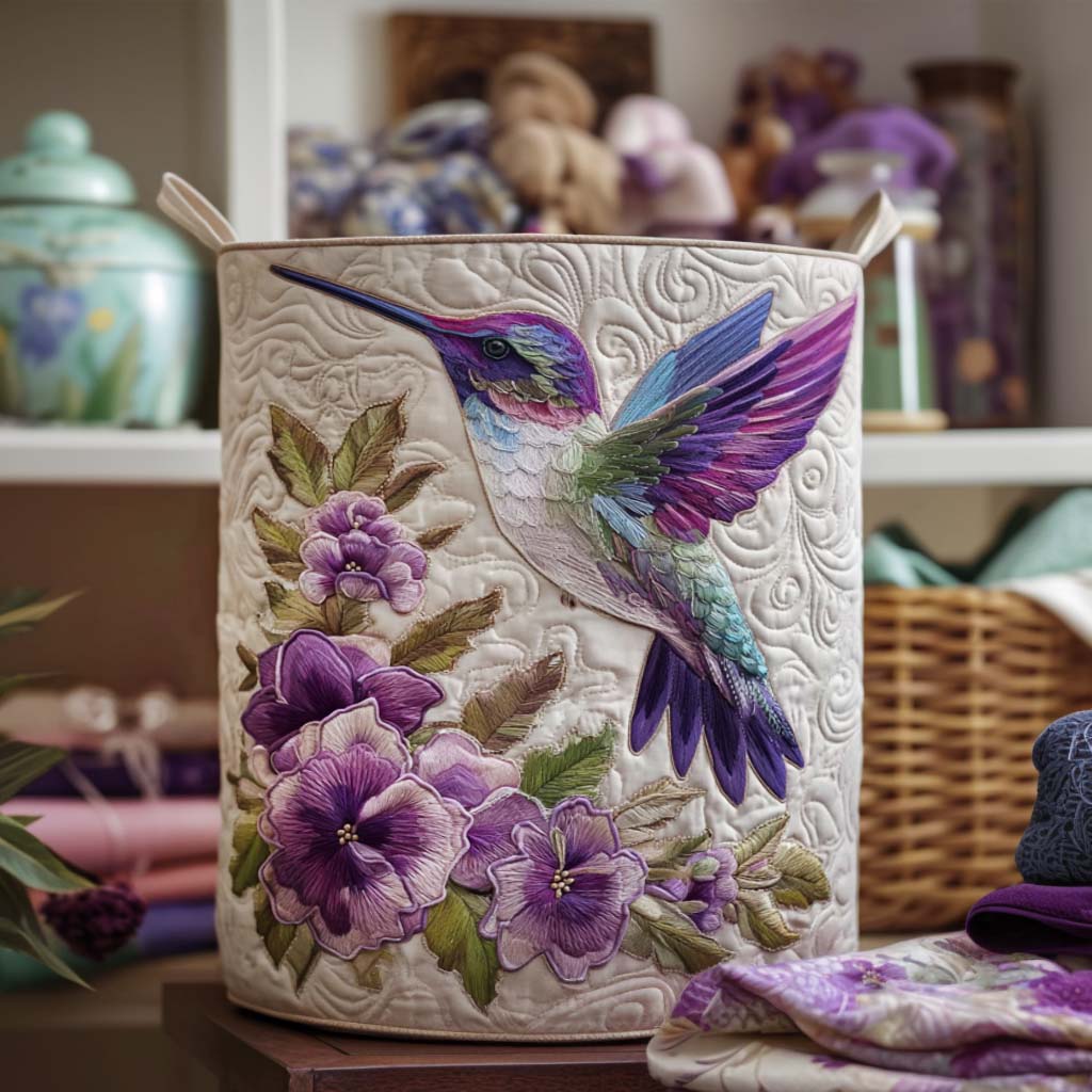 Colette | Panier à linge colibri fleuri