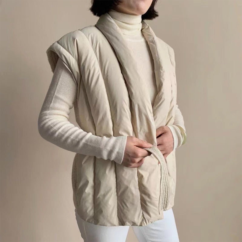 Gilet Puffer Croisé Ceinturé Doux Cherry™