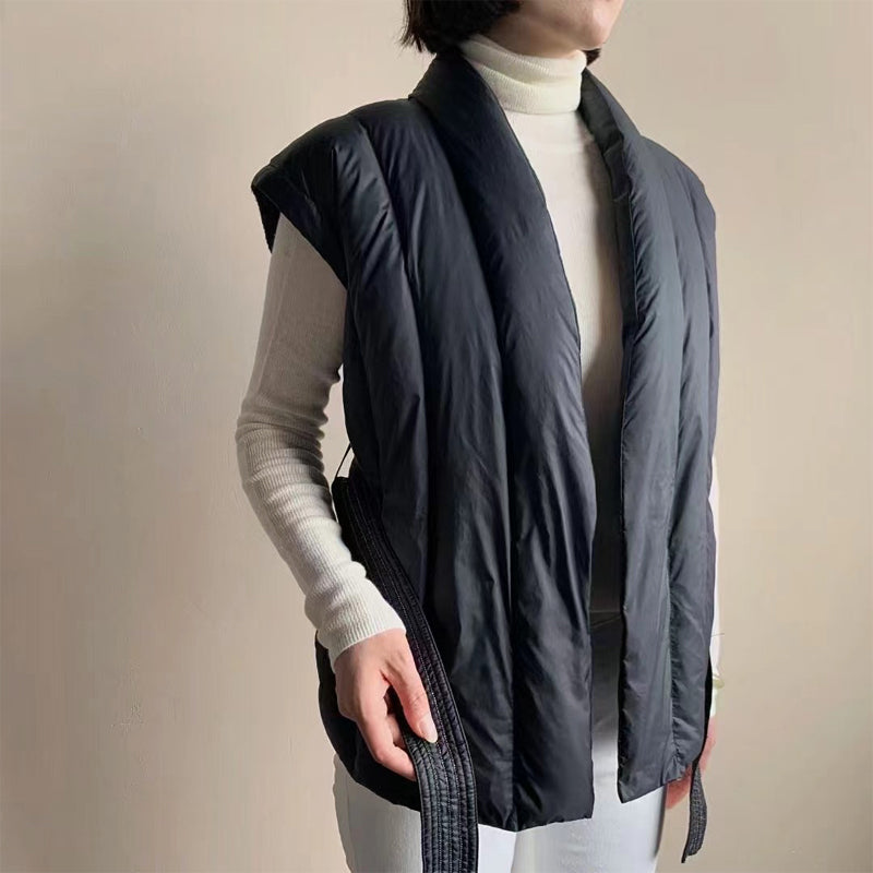 Gilet Puffer Croisé Ceinturé Doux Cherry™