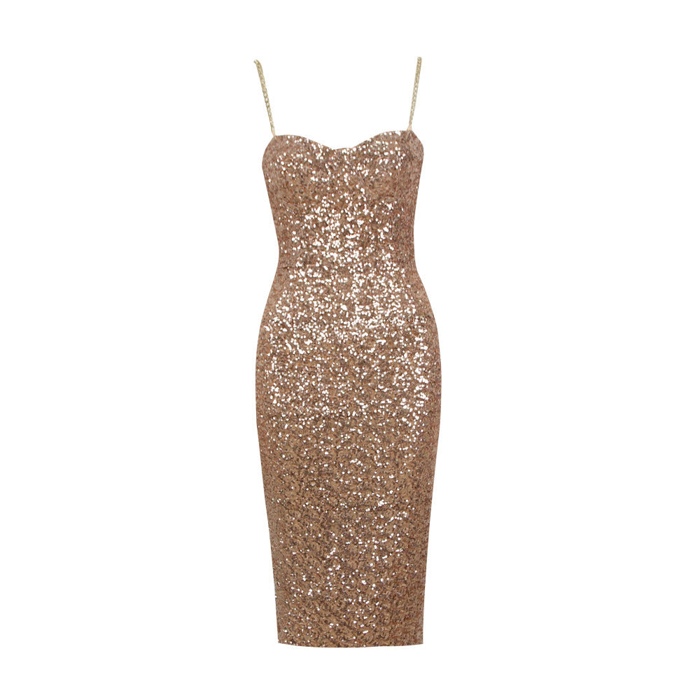 Luna | Robe midi scintillante à fermeture éclair