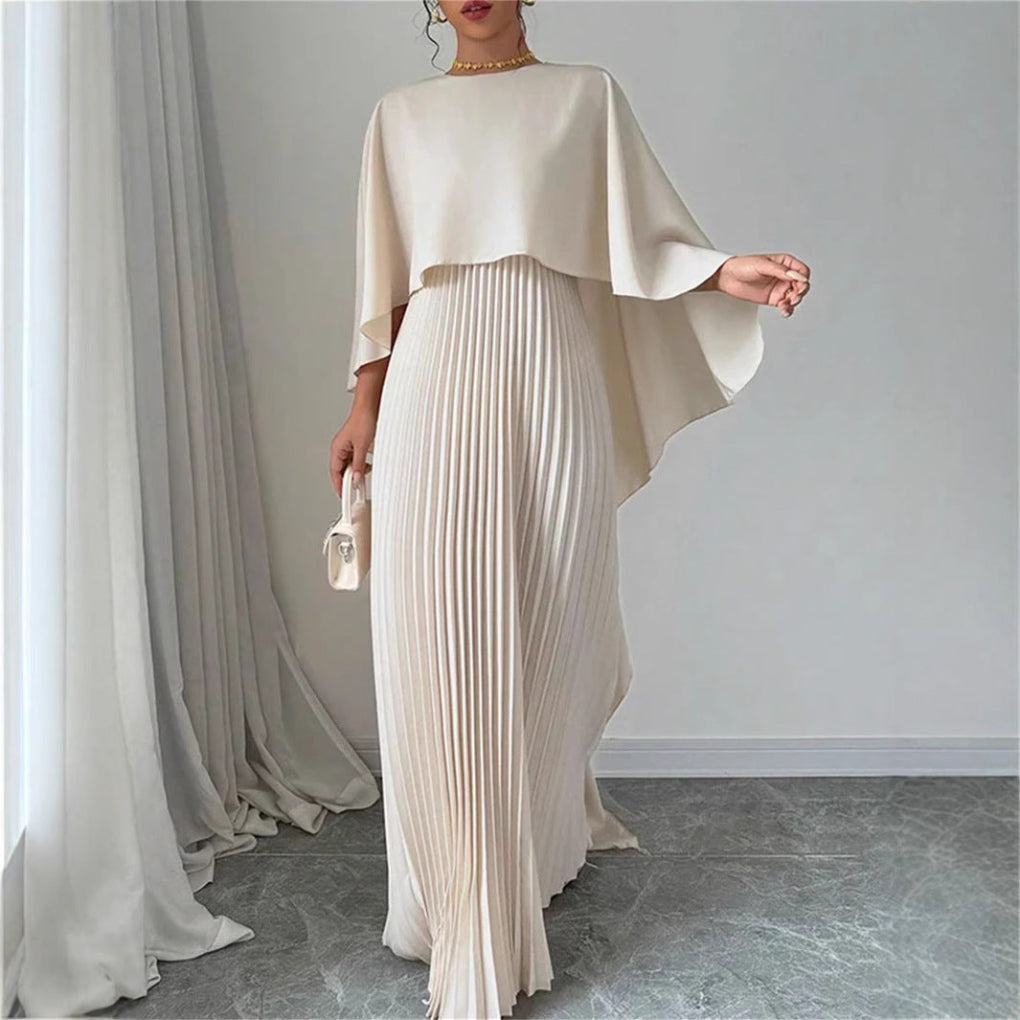 Coralie | Robe longue plissée et fluide à manches chauve-souris