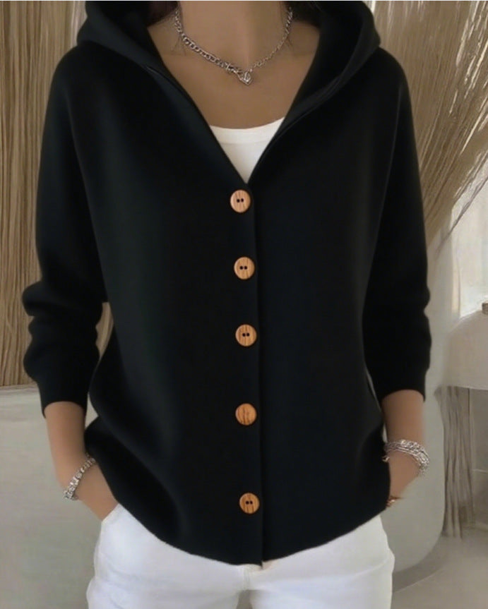 Darienne™ | Cardigan en tricot à capuche et boutonnage