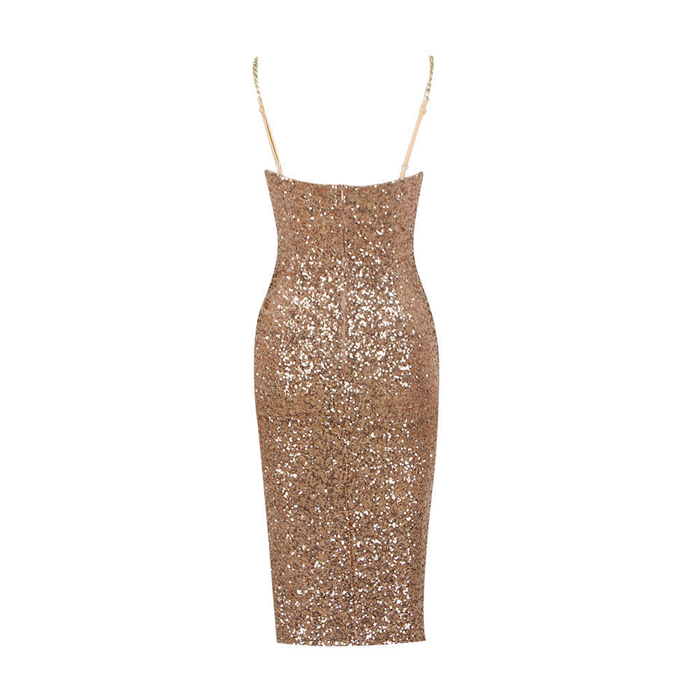 Luna | Robe midi scintillante à fermeture éclair
