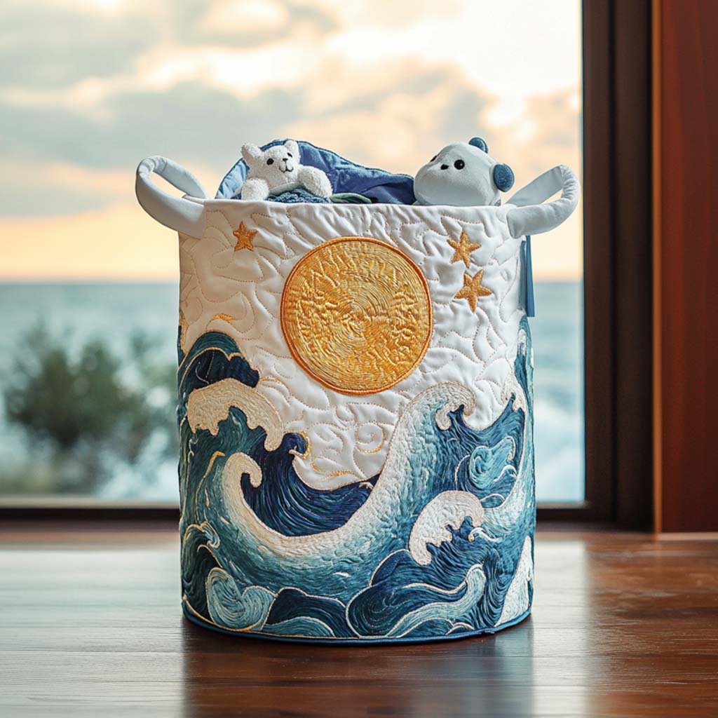 Sunsetcove | Panier à linge soleil et vagues