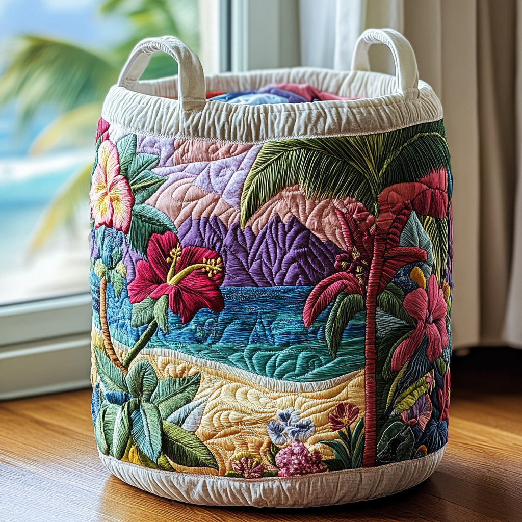 Hibiscara | Panier à linge hibiscus au couchant