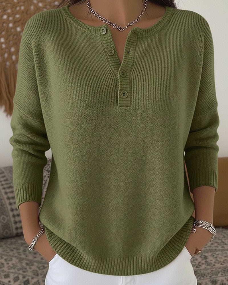 Helena™ | Pull en maille Henley à boutons