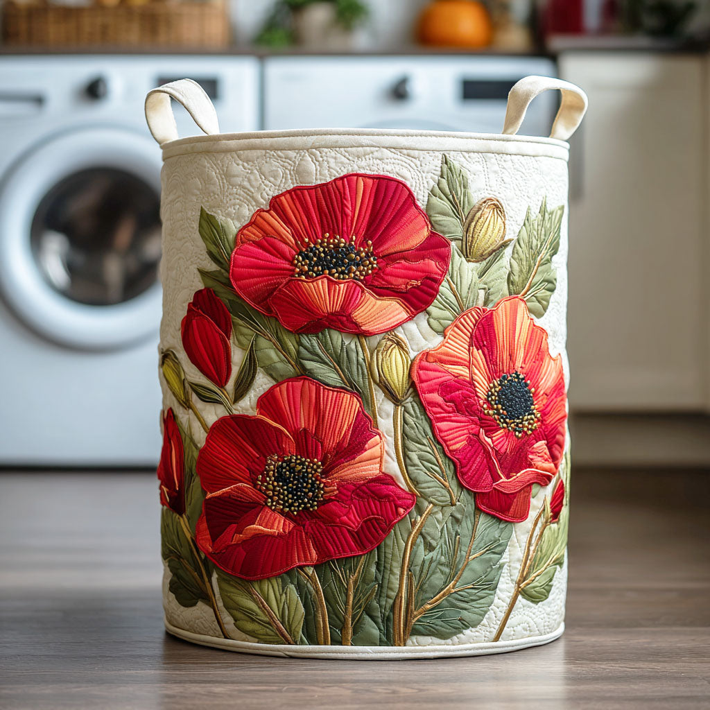 Ruby | Panier à linge coquelicots