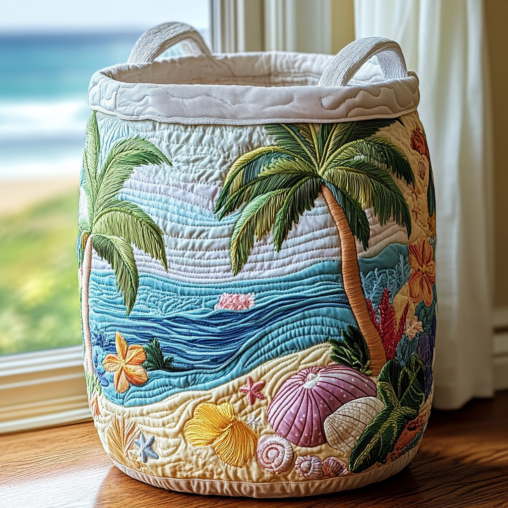 Tropicove | Panier à linge plage aux palmiers