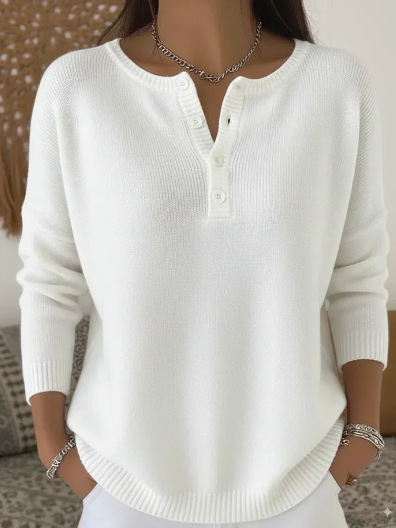 Helena™ | Pull en maille Henley à boutons