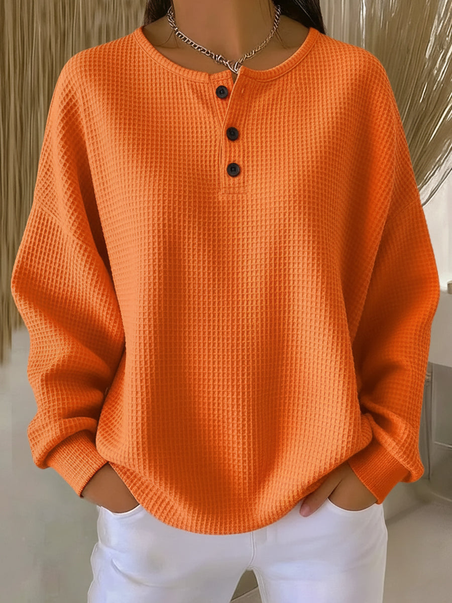 Mirabel™ | Sweat-shirt Henley gaufré douillet