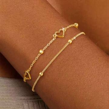 Duo de bracelets dorés cœur offert