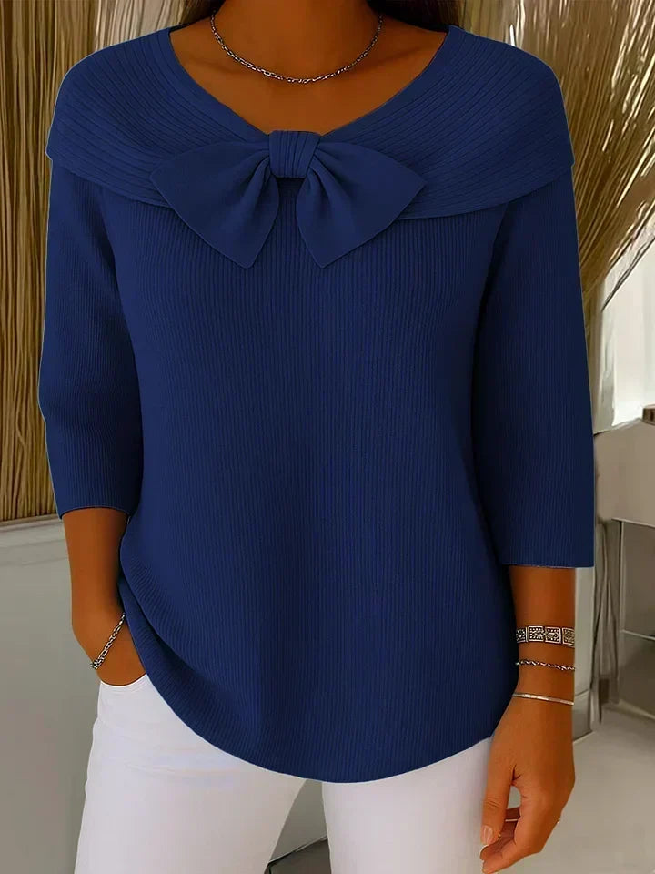 Tivella™ | Pull avec Nœud et Encolure Ronde