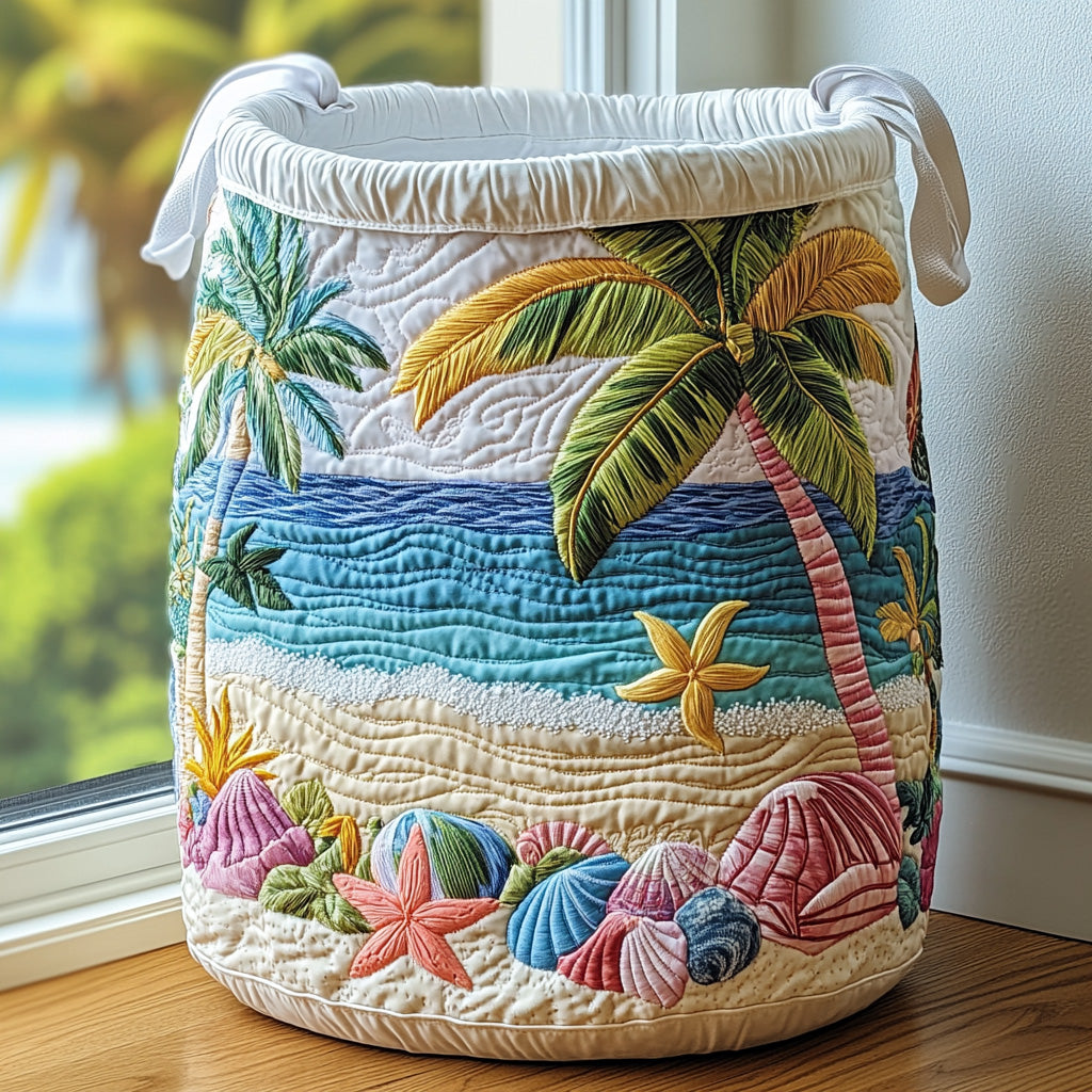 Palmshell | Panier à linge palmiers et coquillages