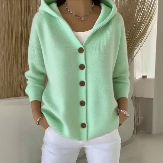 Darienne™ | Cardigan en tricot à capuche et boutonnage