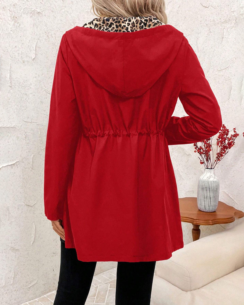 Fiona | Manteau réversible à capuche motif léopard