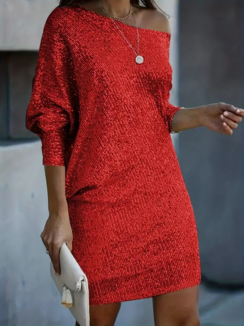 Birgit | Robe à paillettes épaules dénudées