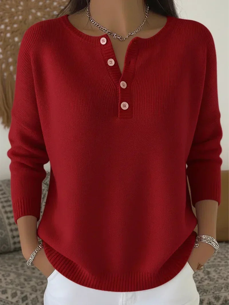Helena™ | Pull en maille Henley à boutons