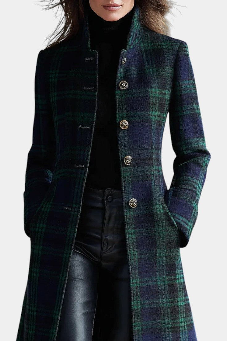 Valentina | Manteau mi-long cintré à carreaux