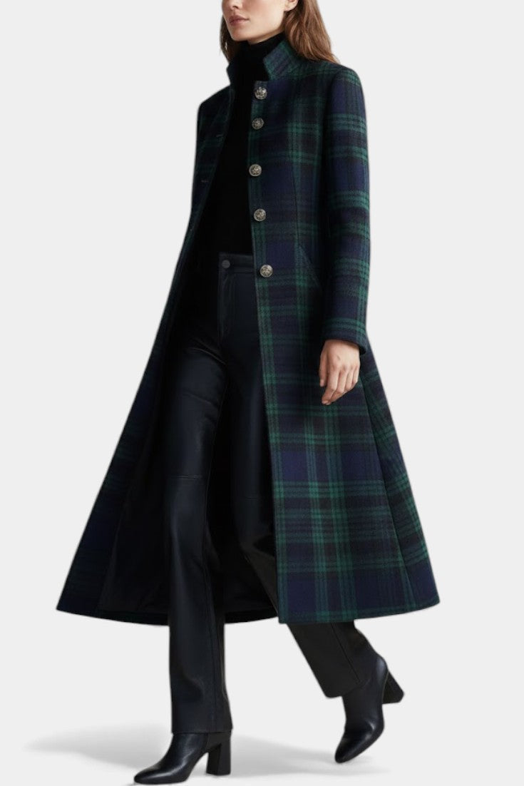 Valentina | Manteau mi-long cintré à carreaux