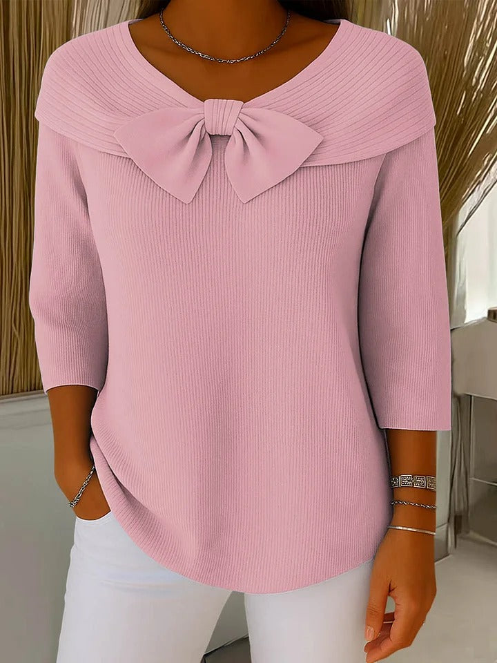 Tivella™ | Pull avec Nœud et Encolure Ronde
