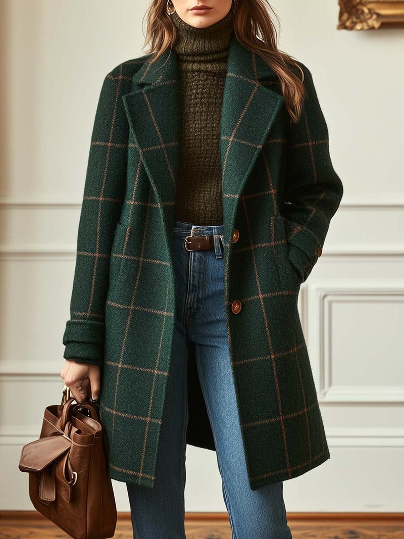 Manteau en Tweed à Carreaux Rétro Kayla™