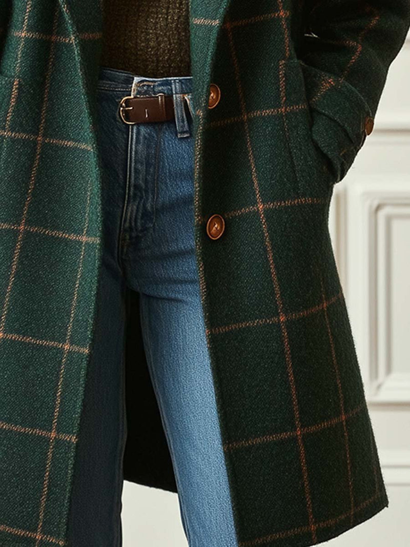 Manteau en Tweed à Carreaux Rétro Kayla™