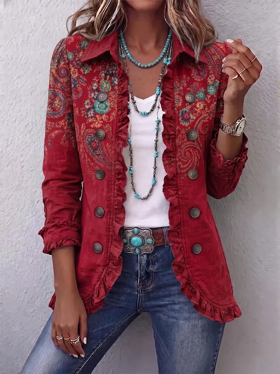 Modestine | Veste bohème à volants et motif paisley