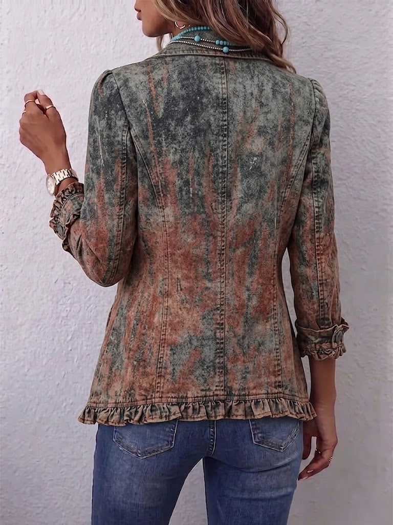 Mamertine | Veste à volants avec imprimé texturé dégradé vintage