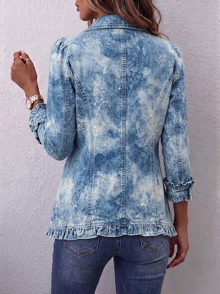 Marilou | Veste style bohème à imprimé botanique vintage dégradé et volants
