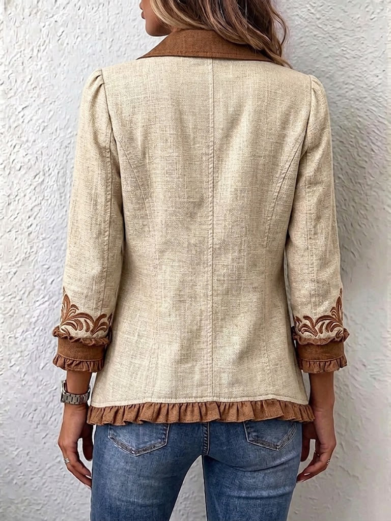 Melissandre | Veste vintage bohème à volants et motif floral