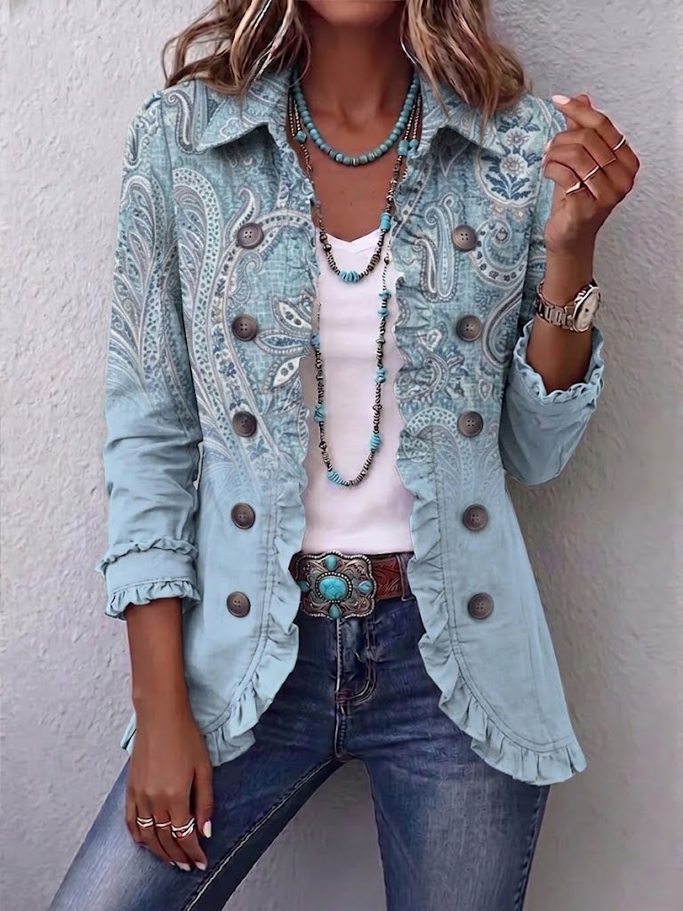 Muriel | Veste à volants avec imprimé Paisley vintage